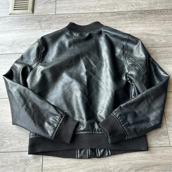 Ci Sono By Cavalini Black Faux Leather Bomber Jacket - Picture 13 of 16
